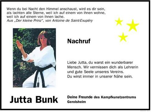 Nachruf Jutta Bunk
